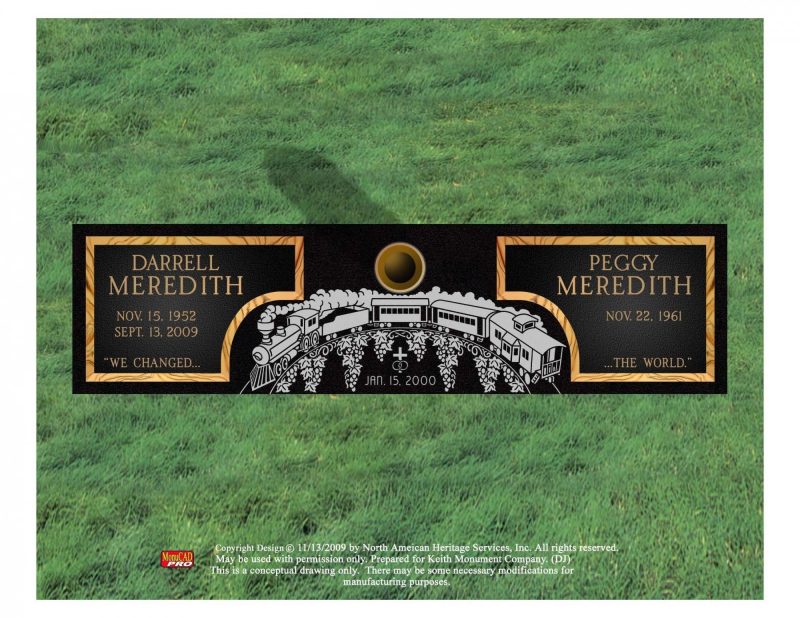 Meredith Personalized Bronze Flat Marker with Train